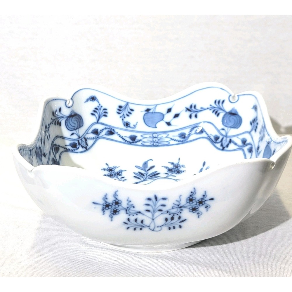 Antique Carl Teichert Meissen Blue Onion Porcelain Bowl 9" Circa 1882-1929 RARE!